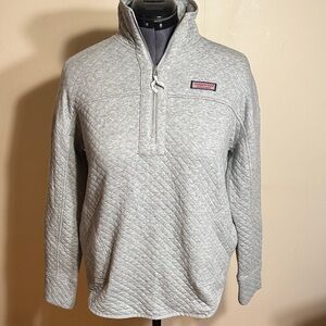 Vineyard Vines Light Gray Quilted Half-Zip Pullover